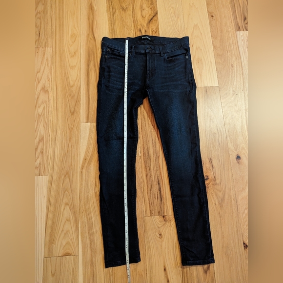 Express Mid Rise Dark Wash Supersoft Womens Skinny Jean Leggings Size 10R - Picture 7 of 13